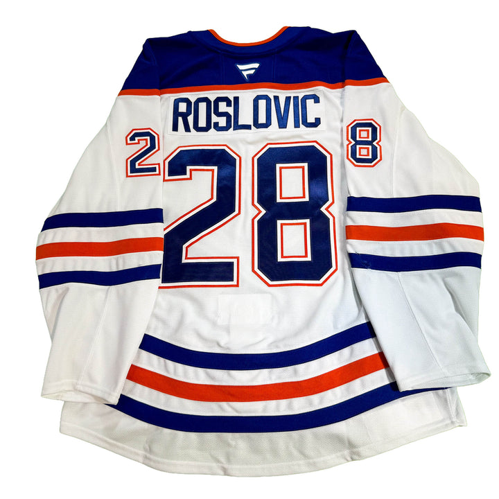 Jack Roslovic Edmonton Oilers Game Worn Jersey - 2025-26 Playoffs White Set #1 - D00634