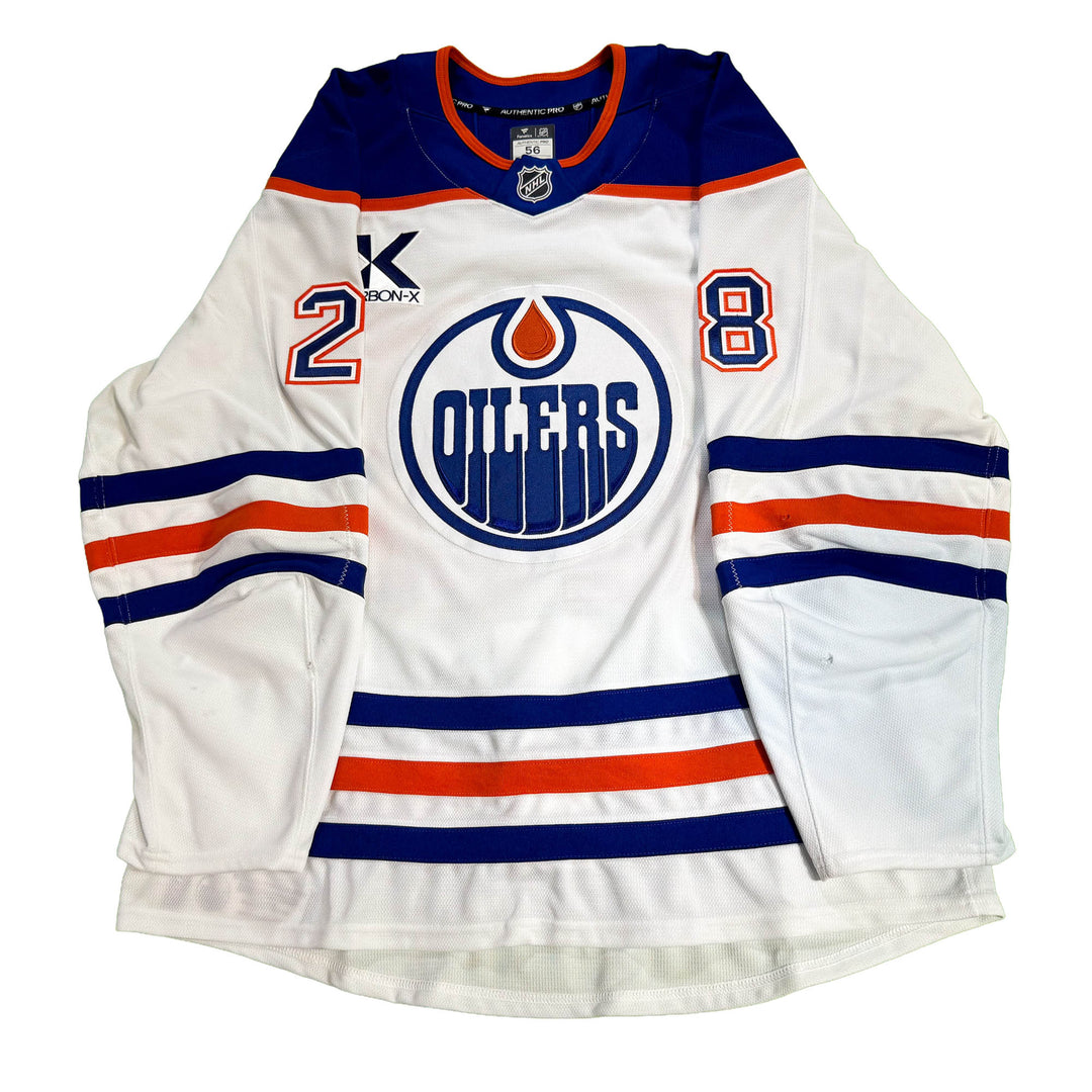 Jack Roslovic Edmonton Oilers Game Worn Jersey - 2025-26 Playoffs White Set #1 - D00634