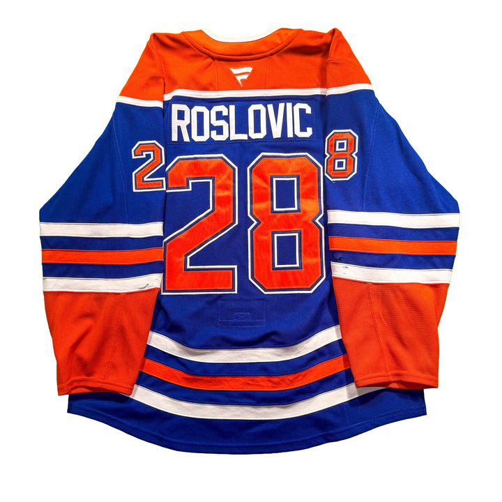 Jack Roslovic Edmonton Oilers Game Worn Jersey - 2025-26 Royal Blue Set #2 - D00389