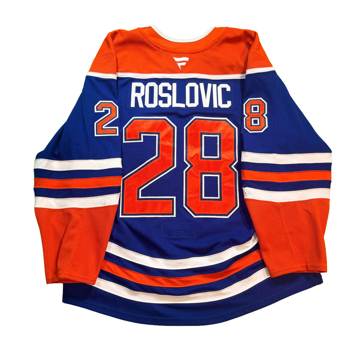 Jack Roslovic Edmonton Oilers Game Worn Jersey - 2025-26 Royal Blue Set #3 - D00508