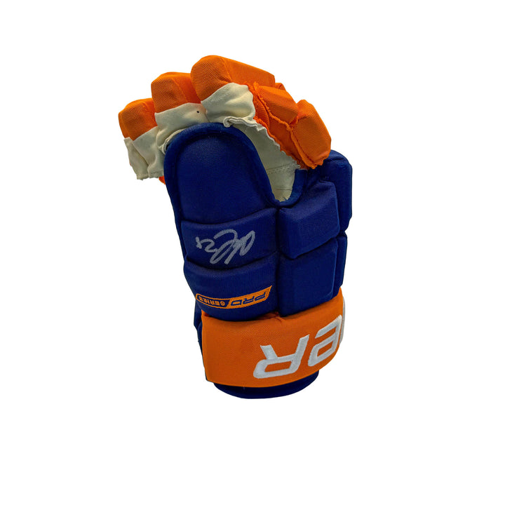 Jack Roslovic Edmonton Oilers Signed Game Worn 2025-26 Bauer Royal Hockey Gloves #26545