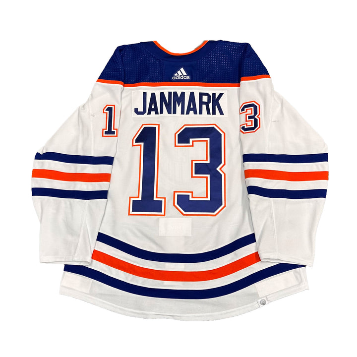 Mattias Janmark Edmonton Oilers Game Worn Jersey - 2023-24 White Set #1 - B00130