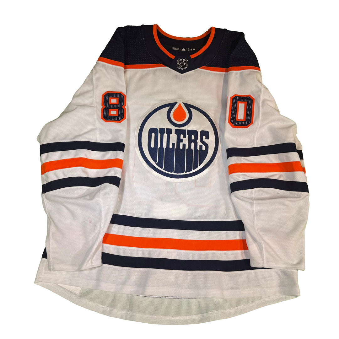Jaxon Bellamy Edmonton Oilers Game Worn Jersey - 2019-20 White Set #1 **NO LOA