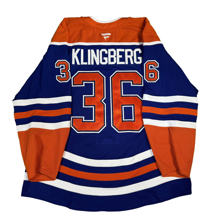 John Klingberg Edmonton Oilers Game Worn Jersey - 2024-25 Playoffs Royal Blue Set #1 - C00404