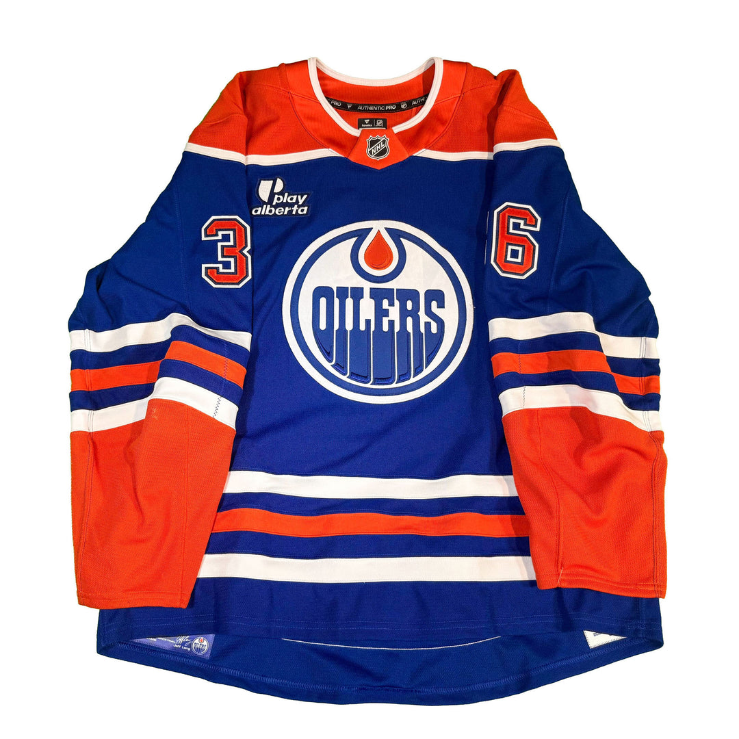 John Klingberg Edmonton Oilers Game Worn Jersey - 2024-25 Playoffs Royal Blue Set #2 - C00497