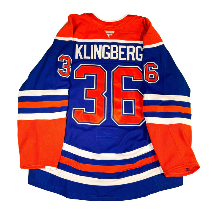 John Klingberg Edmonton Oilers Game Worn Jersey - 2024-25 Playoffs Royal Blue Set #2 - C00497