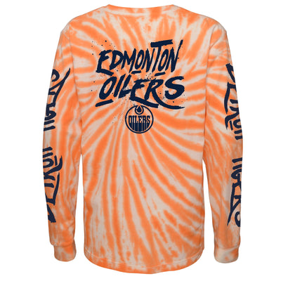 Edmonton Oilers Youth Outerstuff Huntington Orange Tie Dye Long Sleeve Shirt