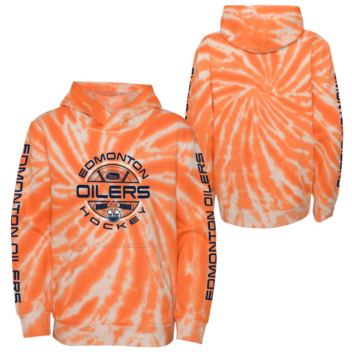 Edmonton Oilers Youth Outerstuff Manhattan Orange Tie Dye Hoodie