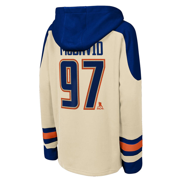 Connor McDavid Edmonton Oilers Youth Outerstuff Alternate Logo Cream & Blue Hoodie