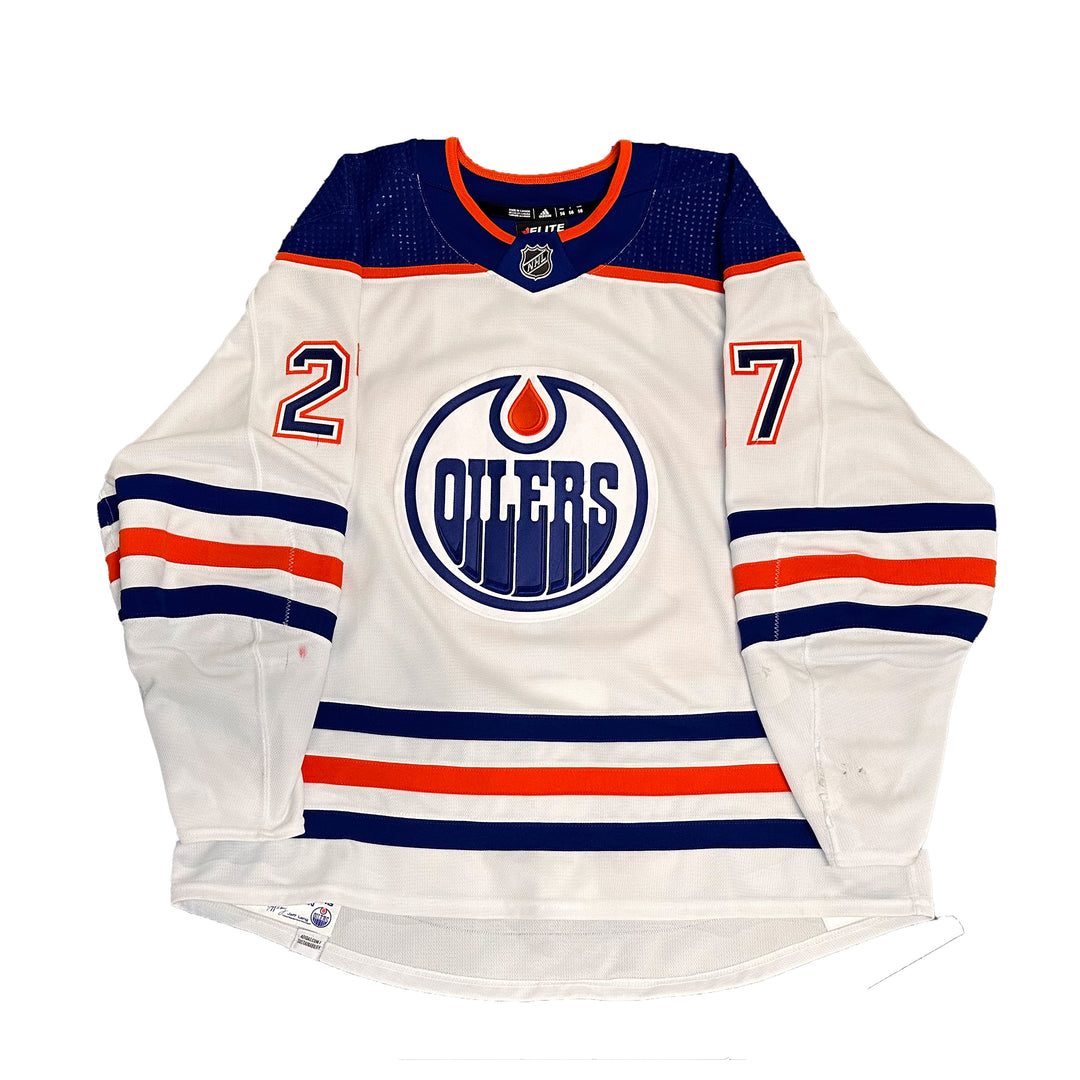 Brett Kulak Edmonton Oilers Game Worn Jersey - 2023-24 White Set #2 - B00291