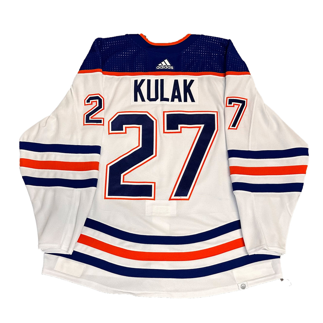 Brett Kulak Edmonton Oilers Game Worn Jersey - 2023-24 White Set #2 - B00291
