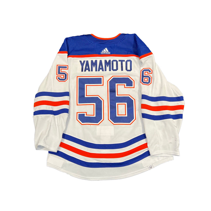 Kailer Yamamoto Edmonton Oilers Game Worn Jersey - 2022-23 White Set #3 - A00506