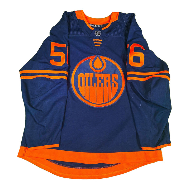 Kailer Yamamoto Edmonton Oilers Game Worn Jersey - 2020-21 Playoffs Navy Set #3 - T04083