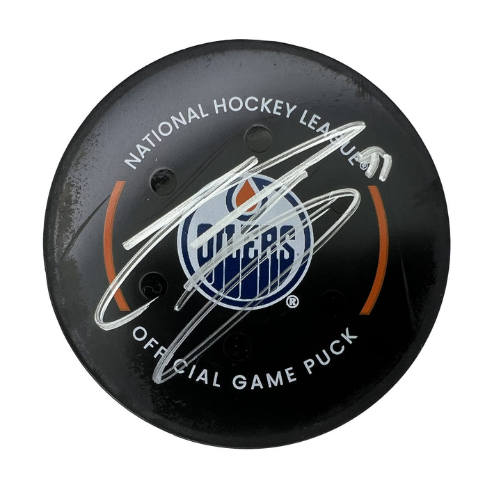 Evander Kane Edmonton Oilers Autographed Goal Puck - Jan. 28/2023 vs Chicago Blackhawks #18916