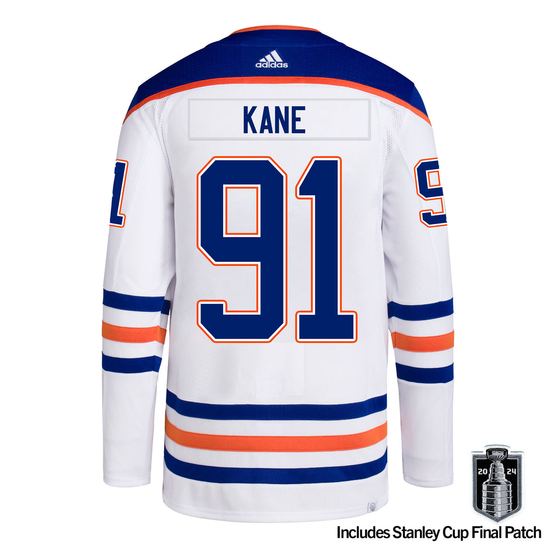 Evander Kane Edmonton Oilers adidas White Away Jersey w/ 2024 STANLEY CUP FINAL PATCH