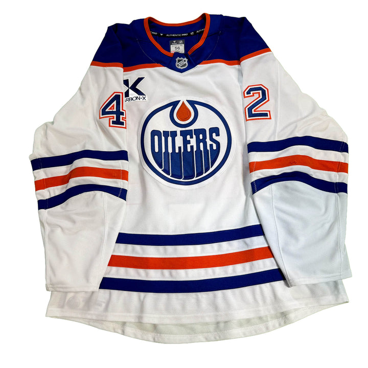 Kasperi Kapanen Edmonton Oilers Game Worn Jersey - 2025-26 Playoffs White Set #1 - D00642