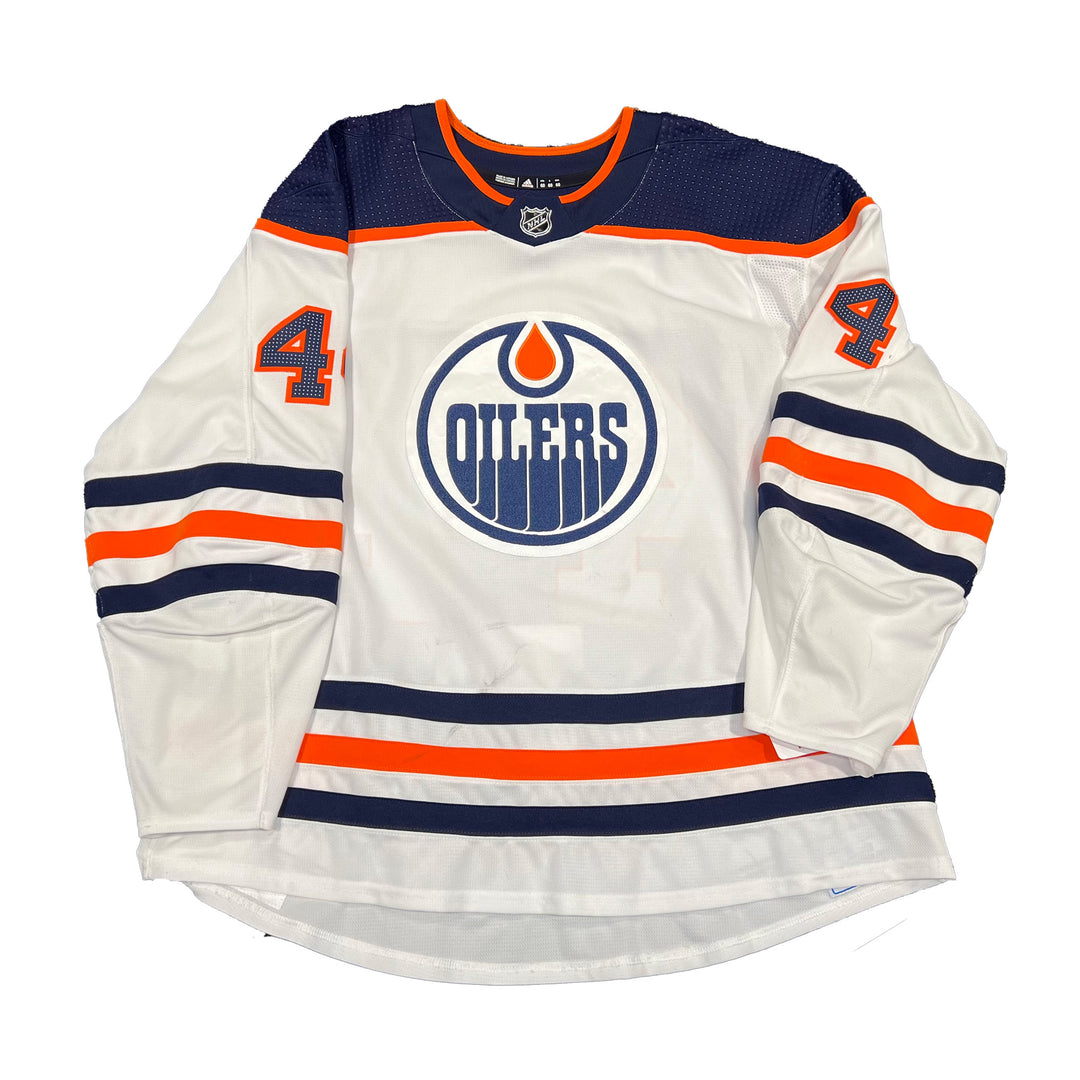 Zack Kassian Edmonton Oilers Game Worn Jersey - 2019-20 White Set #3 - S02413