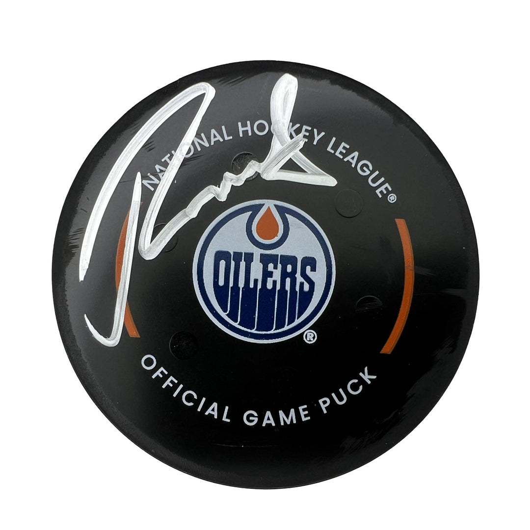 Klim Kostin Autographed Edmonton Oilers Game Used Puck - Jan. 3/2023 vs Seattle Kraken