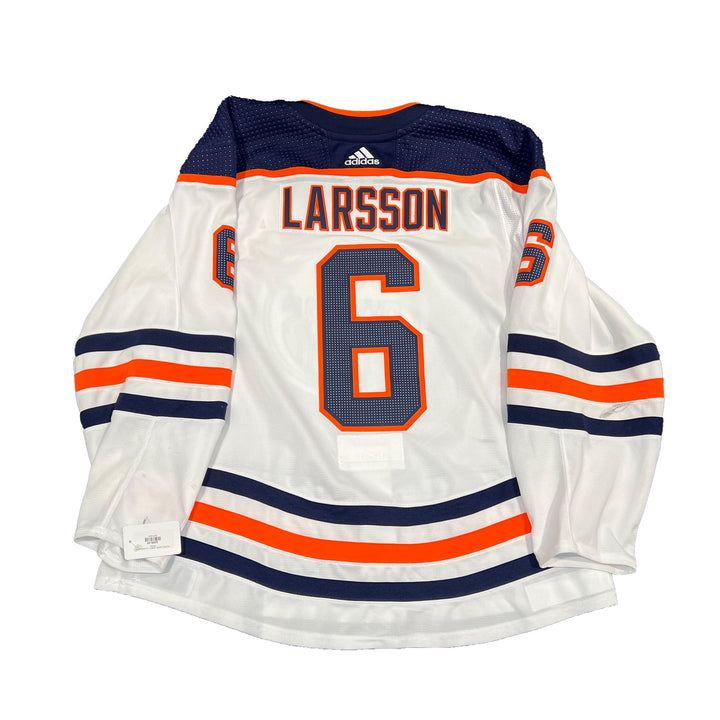 Adam Larsson Edmonton Oilers Game Worn Jersey - 2019-20 White Set #3 - S02421