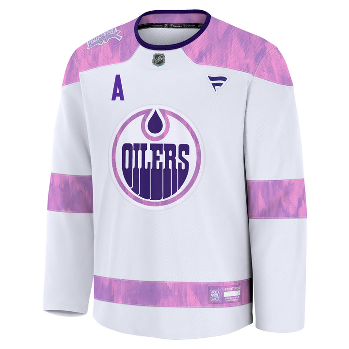 Leon Draisaitl Edmonton Oilers Fanatics Breakaway Hockey Fights Cancer Jersey