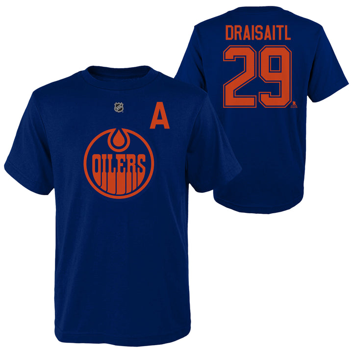 Leon Draisaitl Edmonton Oilers Kids Navy Alternate Logo Name & Number T-Shirt