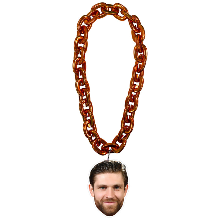 Leon Draisaitl Edmonton Oilers Orange Player Face Fan Chain Necklace