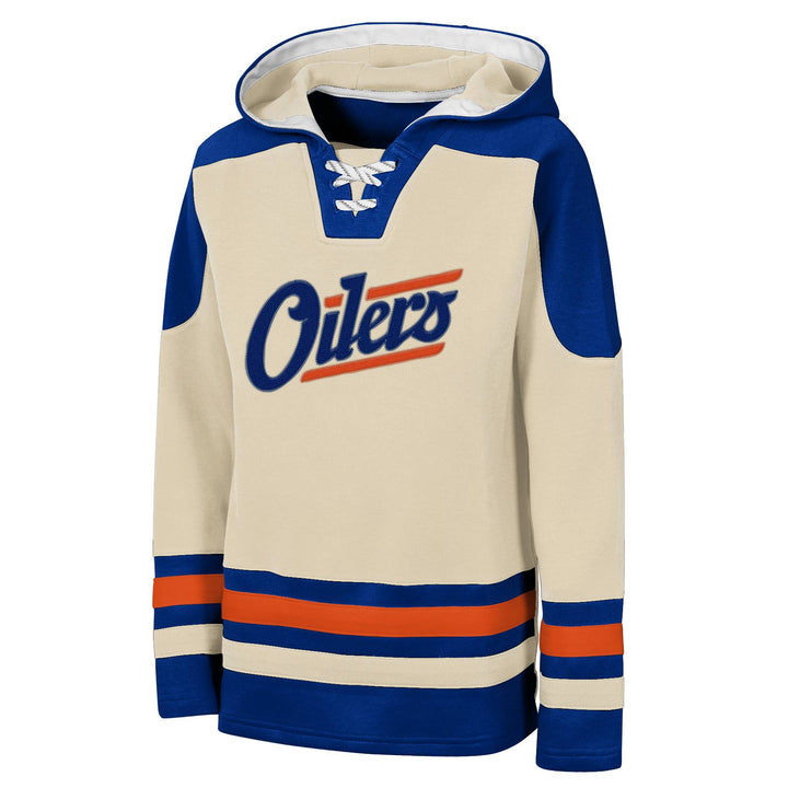 Leon Draisaitl Edmonton Oilers Youth Outerstuff Alternate Logo Cream & Blue Hoodie