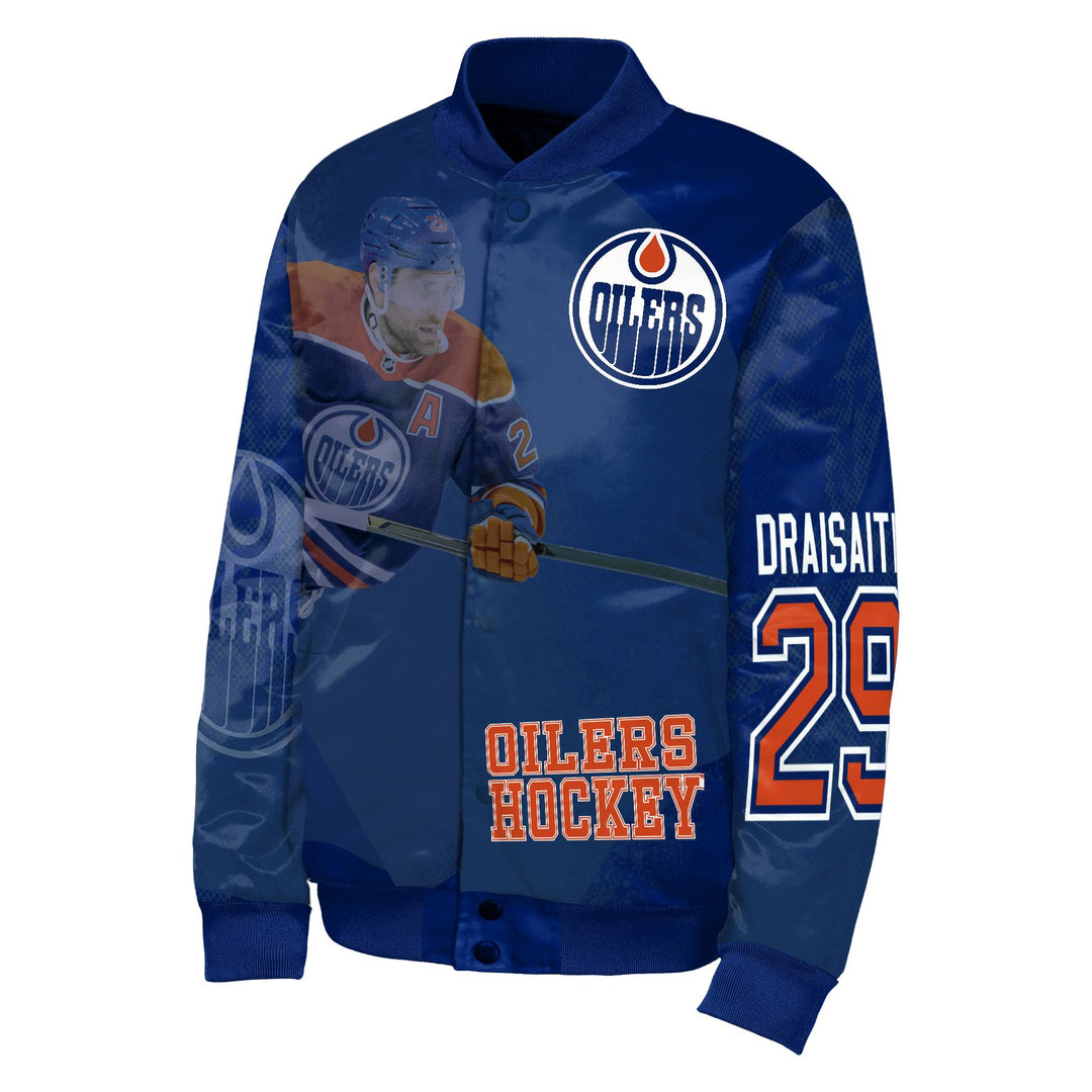 Leon Draisaitl Edmonton Oilers Youth Outerstuff Blue Satin Jacket