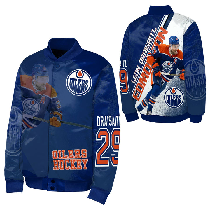 Leon Draisaitl Edmonton Oilers Youth Outerstuff Blue Satin Jacket