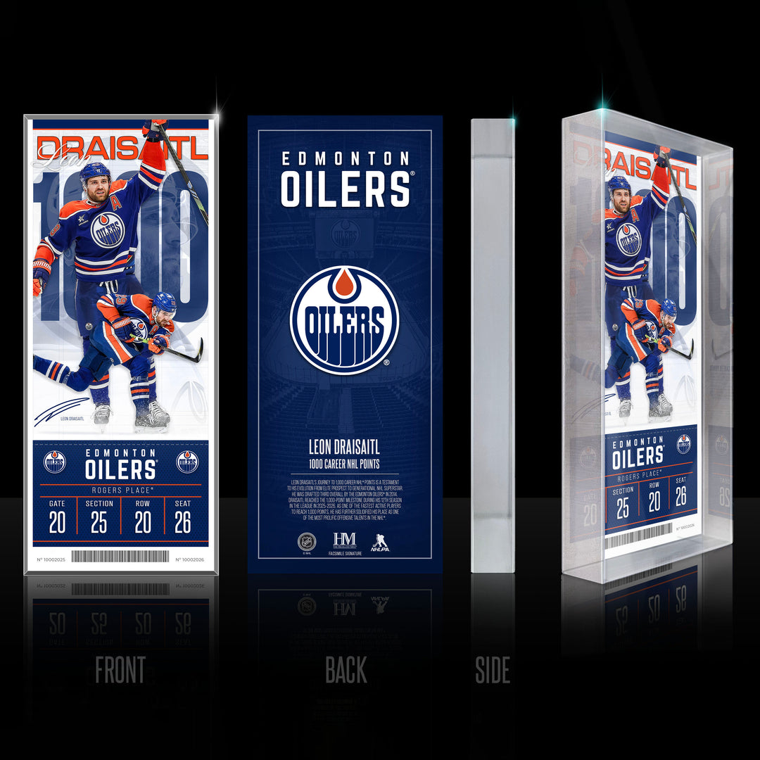 Leon Draisaitl Edmonton Oilers 1,000 NHL Points Commemorative 2" x 6" Acrylic Art Block