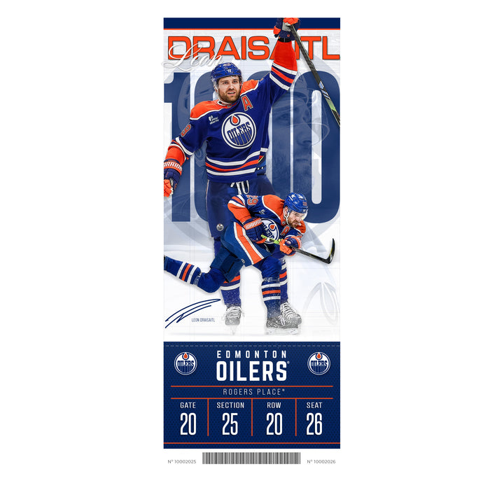 Leon Draisaitl Edmonton Oilers 1,000 NHL Points Commemorative 2" x 6" Acrylic Art Block