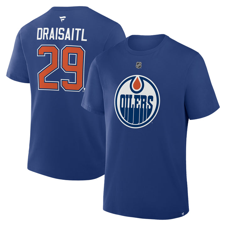 Leon Draisaitl Edmonton Oilers 2025-26 Name & Number Blue T-Shirt