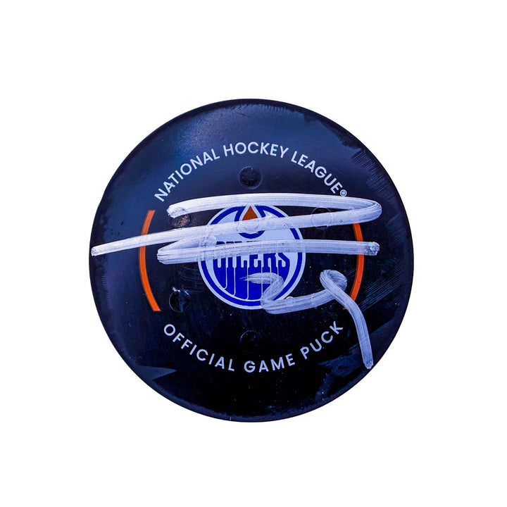 Leon Draisaitl Edmonton Oilers Autographed Goal Puck - Dec. 14/2024 vs Vegas Golden Knights #24943