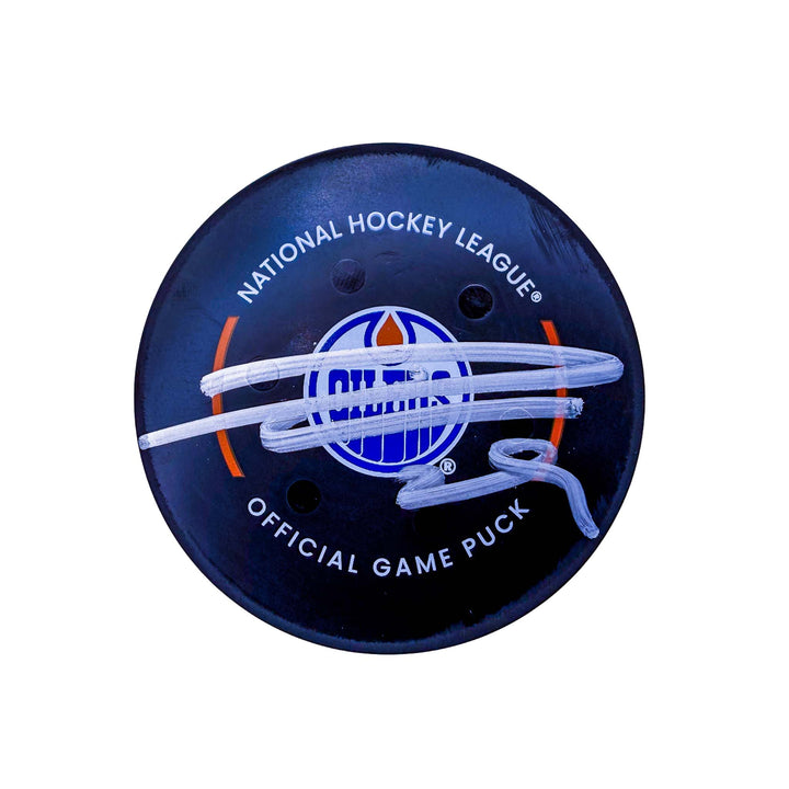 Leon Draisaitl Edmonton Oilers Autographed Goal Puck - Dec. 16/2024 vs Florida Panthers #24952