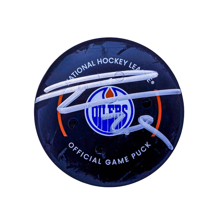 Leon Draisaitl Edmonton Oilers Autographed Goal Puck - Dec. 31/2024 vs Utah Mammoth #24975