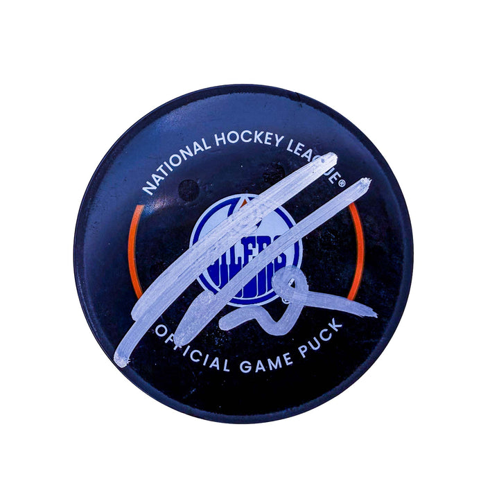 Leon Draisaitl Edmonton Oilers Autographed Goal Puck - Feb. 7/2025 vs Colorado Avalanche #25015