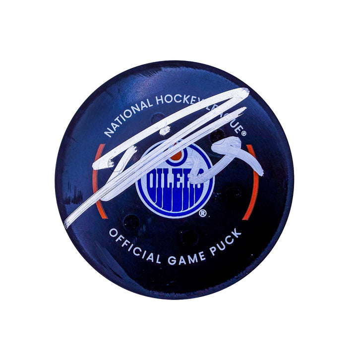 Leon Draisaitl Edmonton Oilers Autographed Goal Puck - Nov. 23/2024 vs New York Rangers #24922