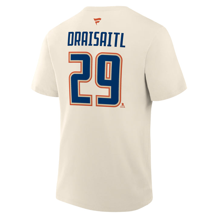 Leon Draisaitl Edmonton Oilers Fanatics Alternate Logo Player Name & Number Cream T-Shirt