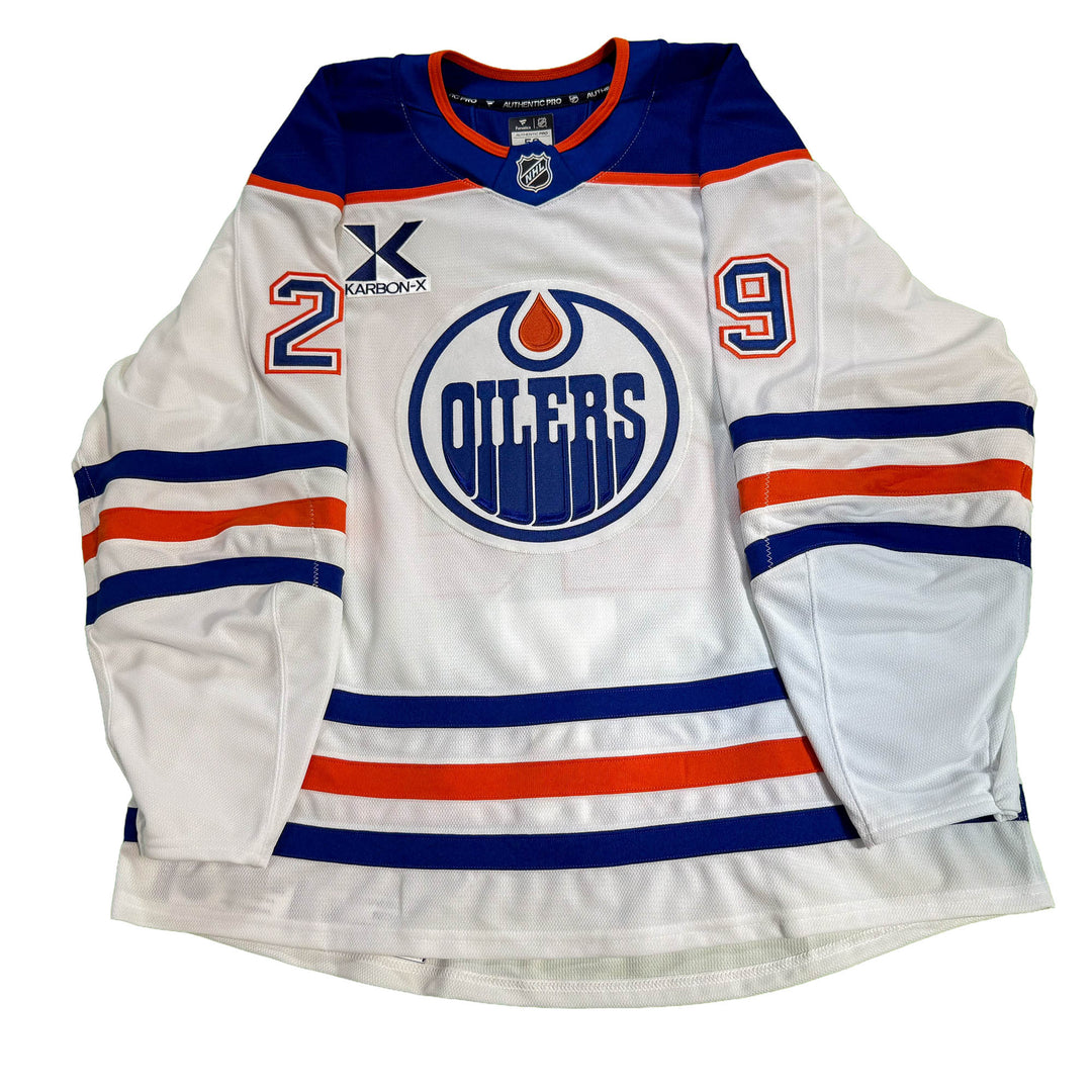 Leon Draisaitl Edmonton Oilers Game Issued Jersey - 2025-26 Playoffs White Set #1 - D00636