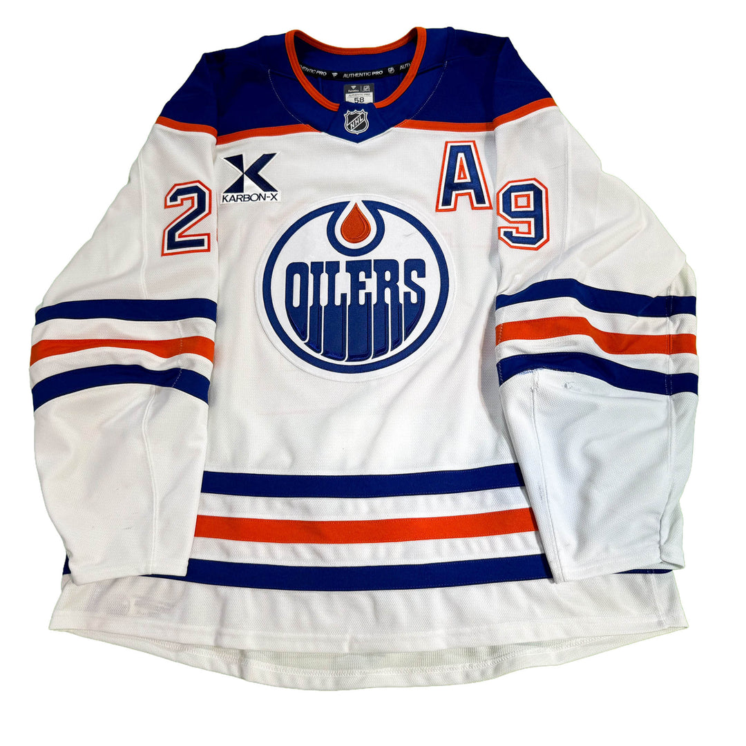 Leon Draisaitl Edmonton Oilers Game Worn Jersey - 2025-26 Playoffs White Set #1 - D00635