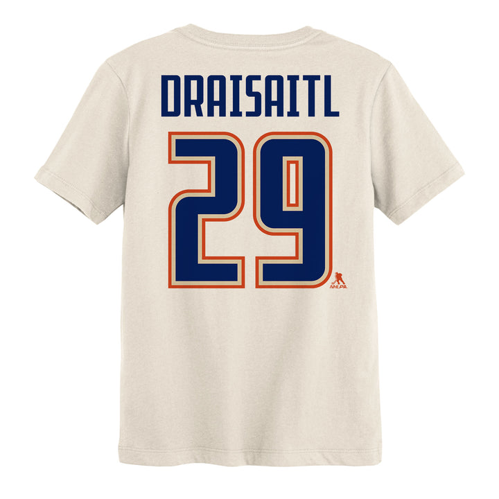 Leon Draisaitl Edmonton Oilers Kids Outerstuff Cream Alternate Logo Player Name & Number T-Shirt