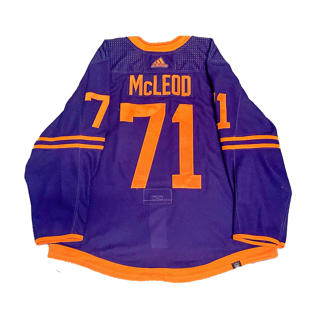 Ryan McLeod Edmonton Oilers Game Worn Jersey - 2023-24 Navy Set #2 - B00348