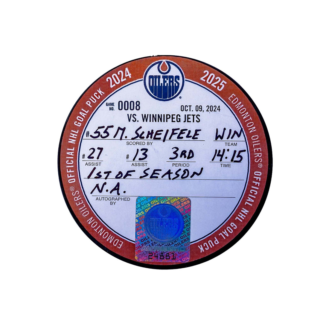 Mark Scheifele Winnipeg Jets Goal Puck - Oct. 9/2024 vs Edmonton Oilers #24881