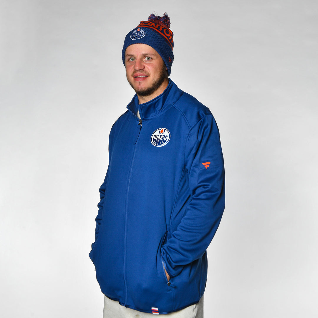 Edmonton Oilers 2023-24 Fanatics Authentic Pro Blue Fleece Full Zip Jacket