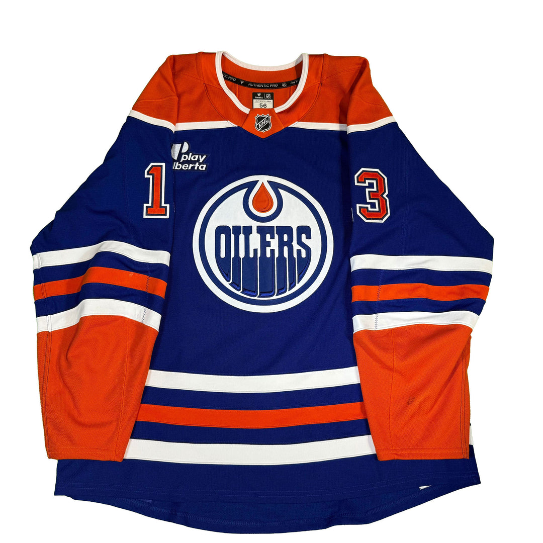 Mattias Janmark Edmonton Oilers Game Worn Jersey - 2024-25 Playoffs Royal Blue Set #1 - C00391