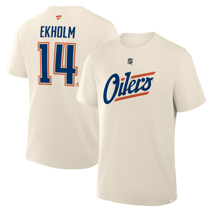 Mattias Ekholm Edmonton Oilers Fanatics Alternate Logo Player Name & Number Cream T-Shirt