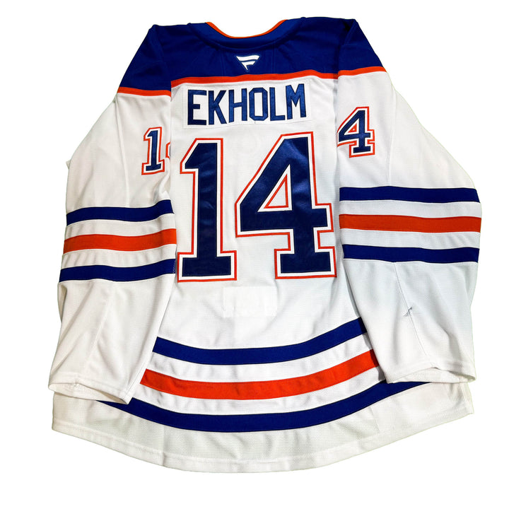 Mattias Ekholm Edmonton Oilers Game Worn Jersey - 2025-26 Playoffs White Set #1 - D00625