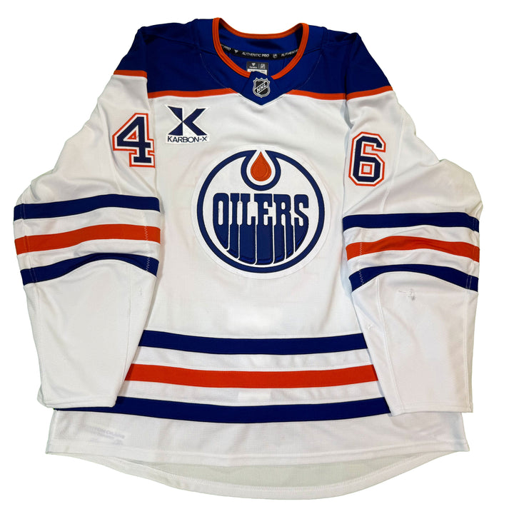 Max Jones Edmonton Oilers Game Worn Jersey - 2024-25 White Set #3 - C00385