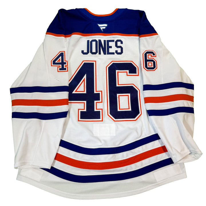 Max Jones Edmonton Oilers Game Worn Jersey - 2024-25 White Set #3 - C00385