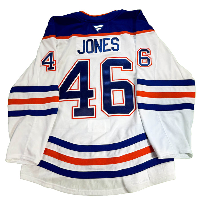 Max Jones Edmonton Oilers Game Issued Jersey - 2025-26 Playoffs White Set #1 - D00643